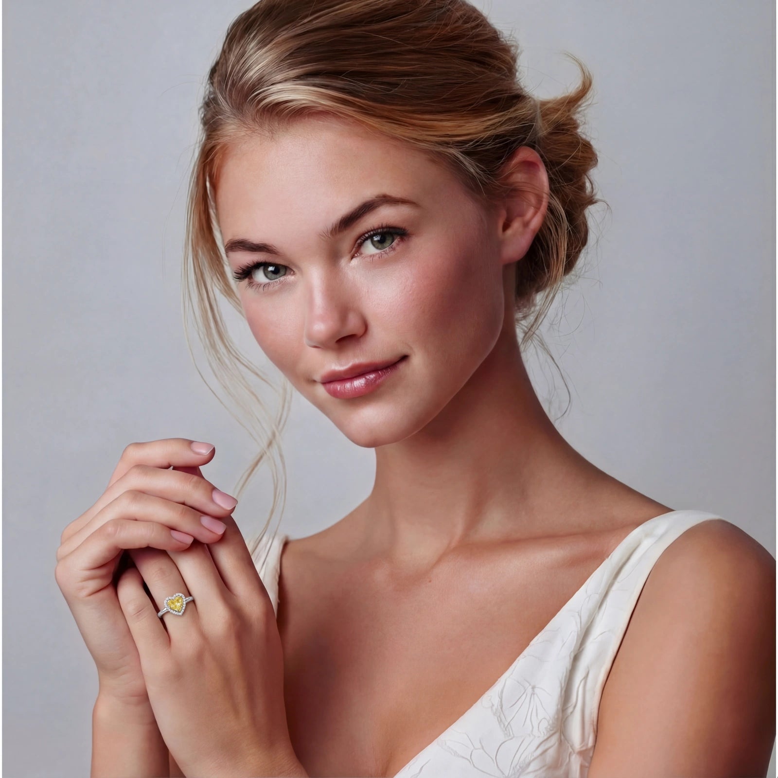 Anillo Halo Corazón Dorado