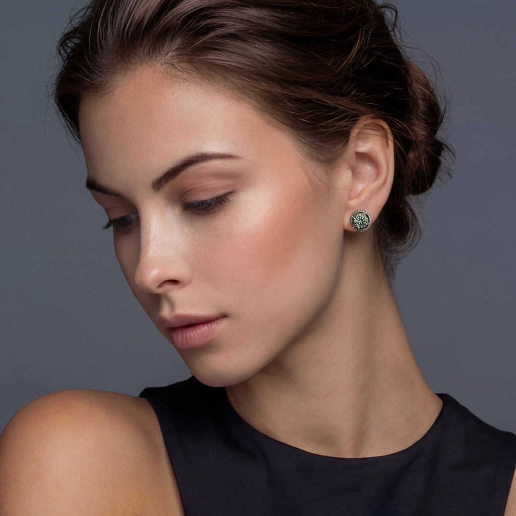 Pendientes Halo Chispa Esmeralda