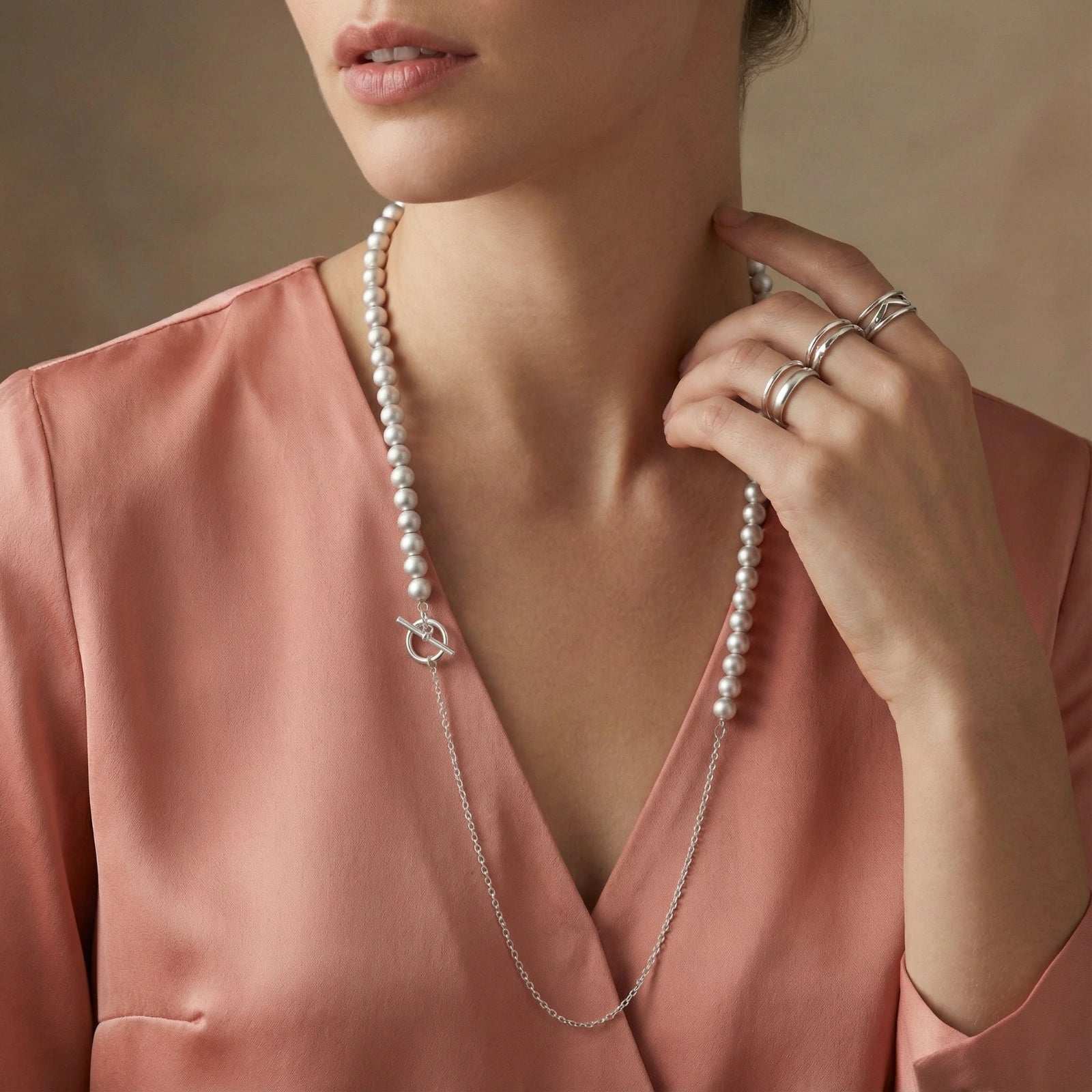 Collar Degradado de Esferas de Plata