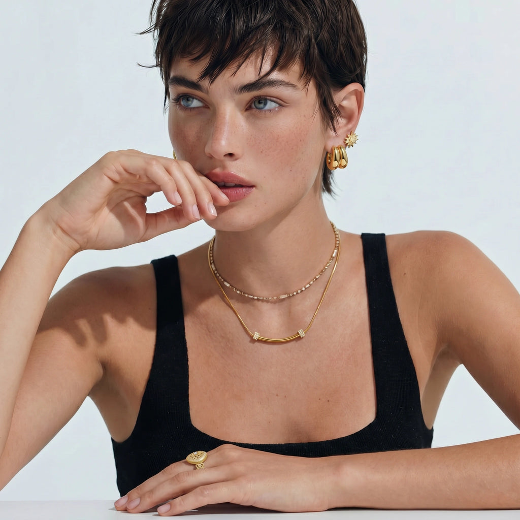 Collar de Barra Curva Brillante